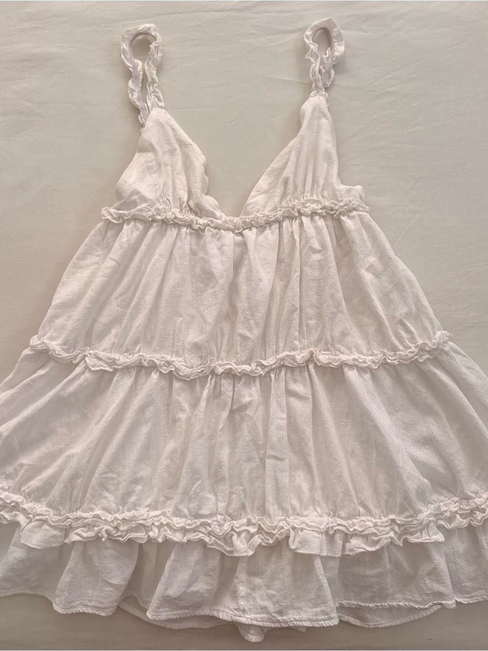 Princess Polly White Ruffled Tiered Babydoll cotton dress